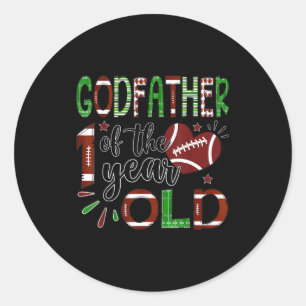 Godfather Of The 1 Year Old Football 1st Birthday Classic Round Sticker