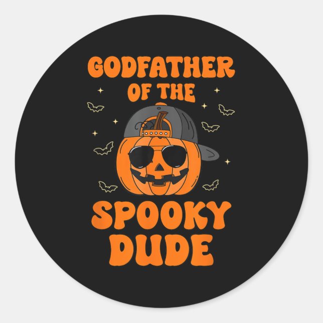 Godfather Of The Soky Dude Halloween Pumpkin Bday  Classic Round Sticker (Front)
