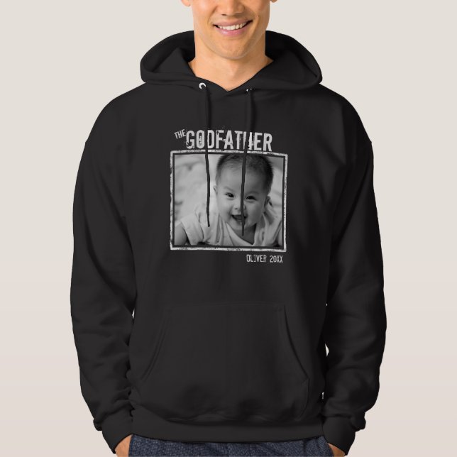 Godfather Personalised Photo and Name Black Hoodie (Front)