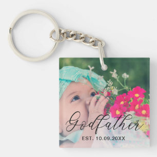 Godfather Personalized Year Established Photo Key Ring