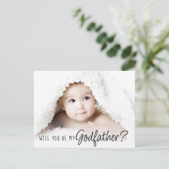Godfather Proposal | Simple Classic Script 2 Photo Postcard (Standing Front)