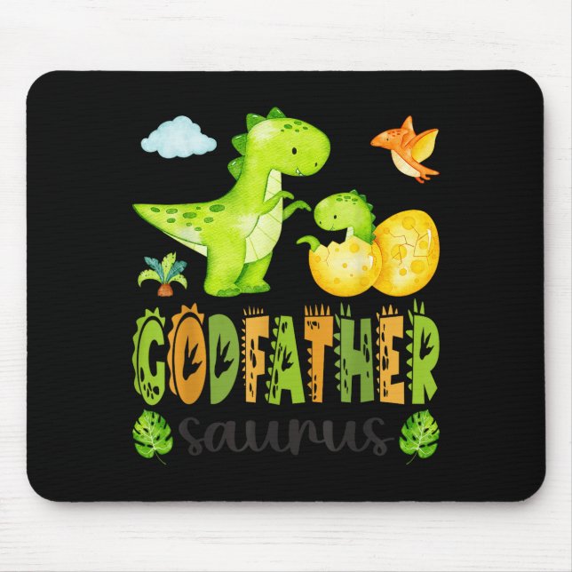Godfather Saurus T-Rex Dinosaur Matching Fathers Mouse Mat (Front)