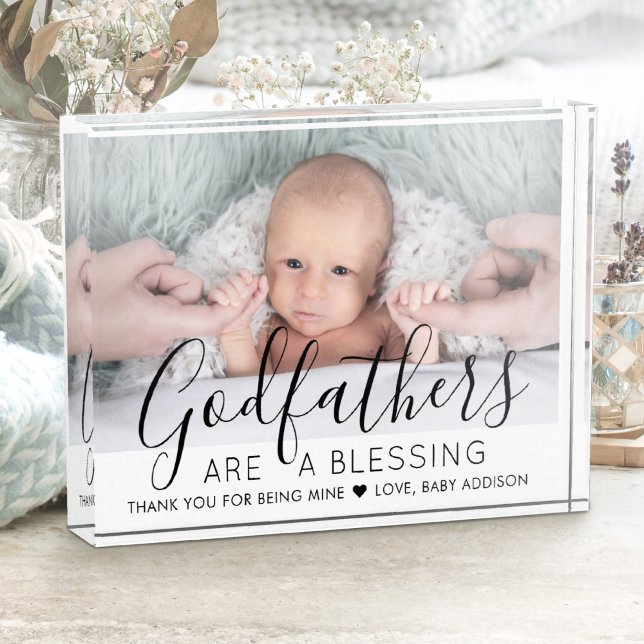 Godfather Thank You Baptism or Christening Modern Photo Block (Creator Uploaded)