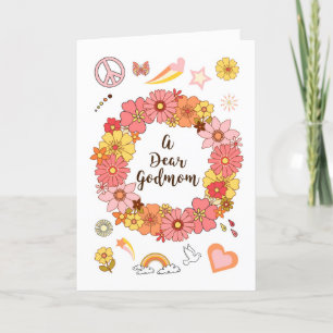 Godmom Mother's Day Floral Peace and Love          Card