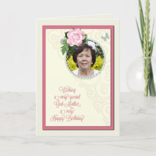 Godmother, add a photo,birthday with a rose card