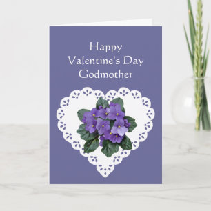 Godmother African Violet Flower Valentine Poem Holiday Card