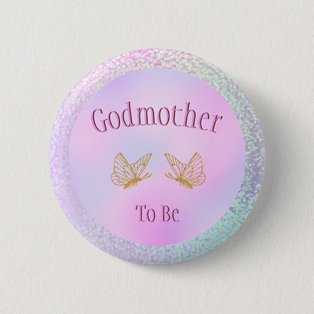 Godmother Baby Shower Girl Whimsical Butterfly 6 Cm Round Badge (Front)