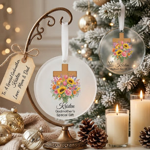 Godmother Baptism Floral Birthflower Ornament