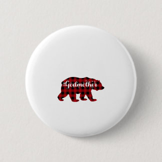 Godmother Bear Buffalo Red Plaid Matching Family 6 Cm Round Badge