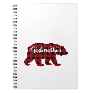 Godmother Bear Buffalo Red Plaid Matching Family Notebook