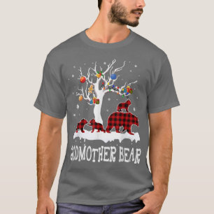 Godmother Bear Christmas Pajama Red Plaid Buffalo T-Shirt