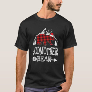 Godmother Bear Christmas Pajama Red Plaid Buffalo T-Shirt
