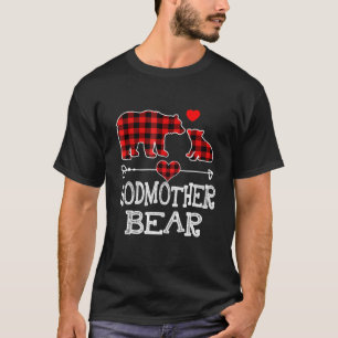 Godmother Bear Christmas Pajama Red Plaid Buffalo T-Shirt
