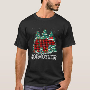 Godmother Bear Christmas Tree Pajama Red Plaid Buf T-Shirt