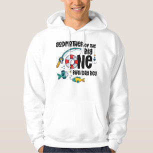 Godmother Big One 1-Year-Old Boy Fishing Birthday Hoodie