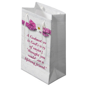 Godmother Birthday with Polka Dot Ribbon Small Gift Bag