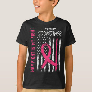 Godmother Breast Cancer Awareness Flag Family Figh T-Shirt