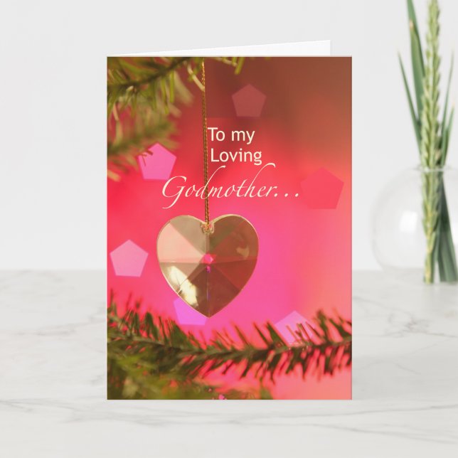 Godmother Christmas Heart on Tree Simple Joys Holiday Card (Front)