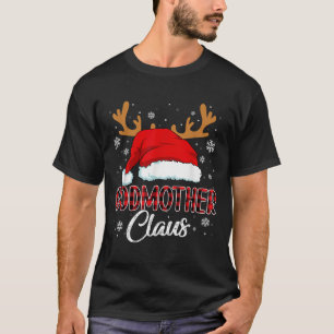 Godmother Claus Santa Christmas Red Plaid Matching T-Shirt