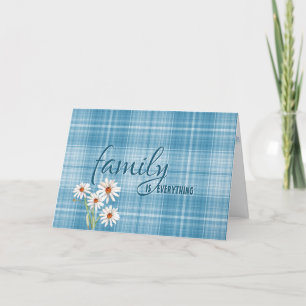 Godmother daisy on aqua plaid birthday card