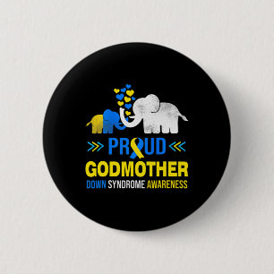 Godmother Down Syndrome Awareness Blue Yellow Ribb 6 Cm Round Badge