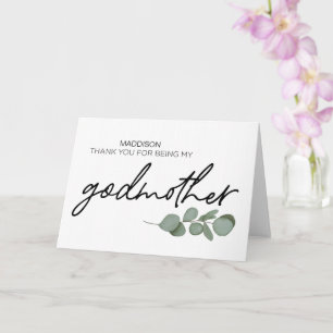 Godmother Gift Thank You for Being My Godparents Card