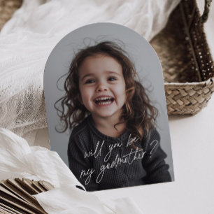 Godmother Handwritten Proposal Photo Arch Invitation