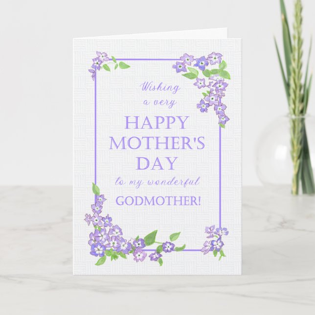 Godmother Mother's Day  Pretty Mauve Phlox Flowers Card (Front)