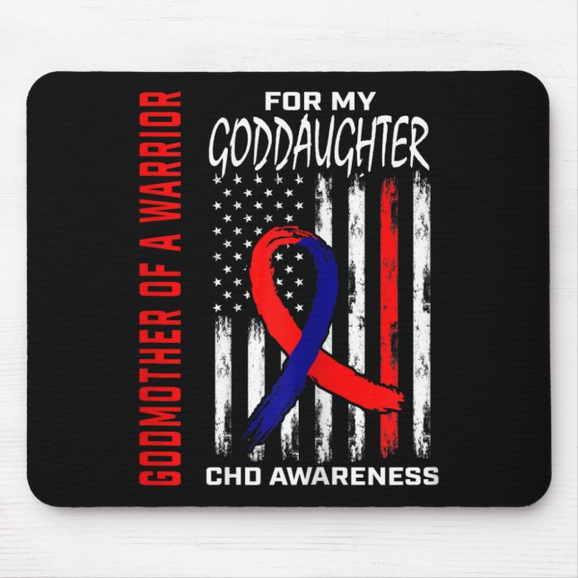 Godmother Of A Warrior Goddaughter Chd Awareness F Mouse Mat (Front)