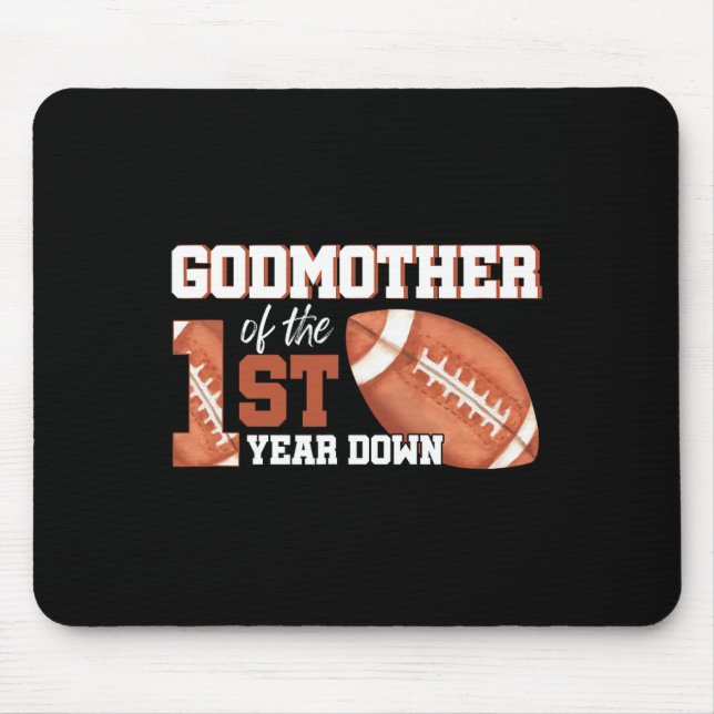 Godmother Of The 1 Year Old Birthday Football 1st  Mouse Mat (Front)