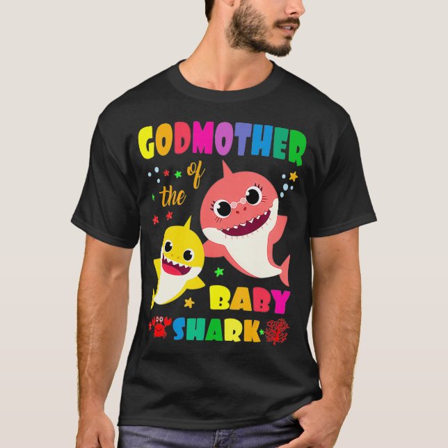 Godmother Of The Baby Shark Birthday Mummy Shark _ T-Shirt (Front)