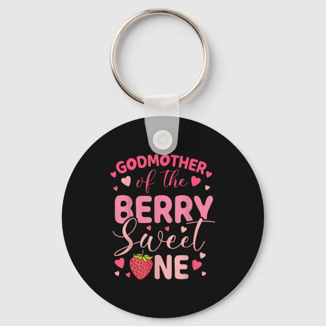 Godmother of the berry sweet one strawberry first key ring (Front)