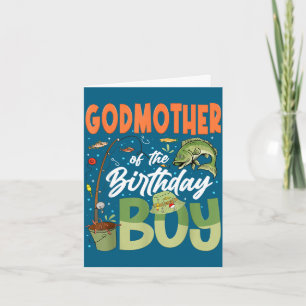 Godmother of the birthday boy fishing family bday card