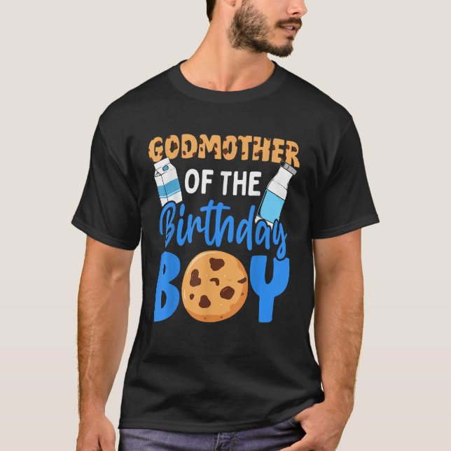 Godmother of the birthday boy Milk and Cookies 1st T-Shirt (Front)