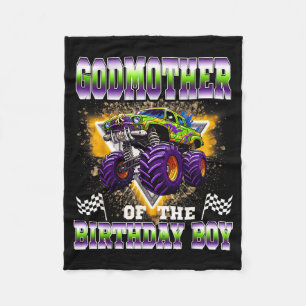 Godmother Of The Birthday Boy Monster Truck Birthd Fleece Blanket