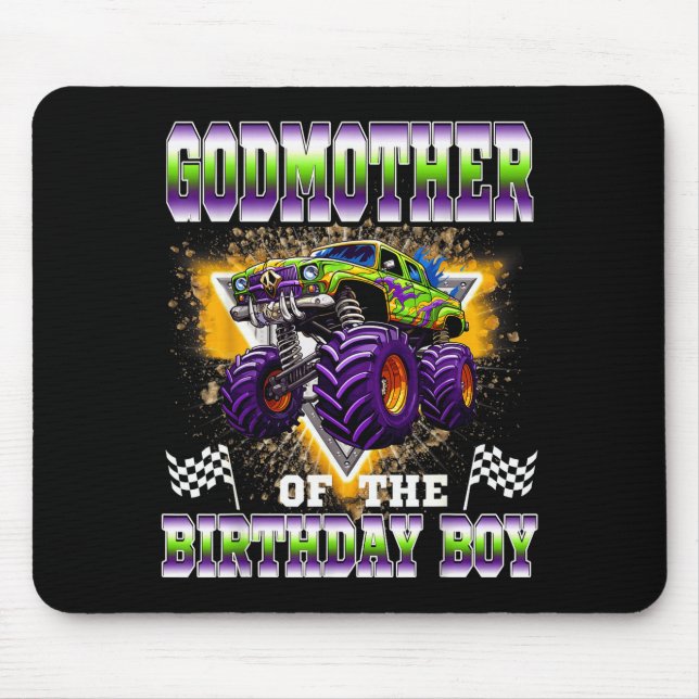 Godmother Of The Birthday Boy Monster Truck Birthd Mouse Mat (Front)