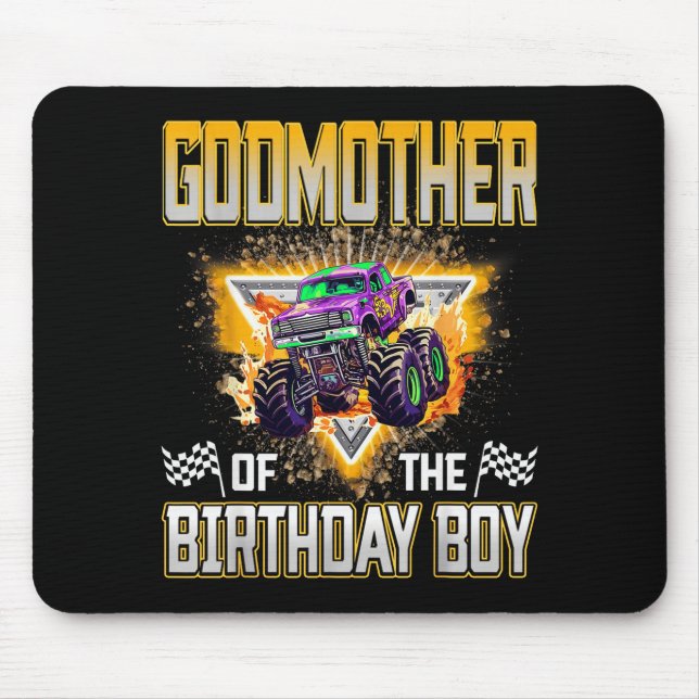 Godmother Of The Birthday Boy Monster Truck Birthd Mouse Mat (Front)