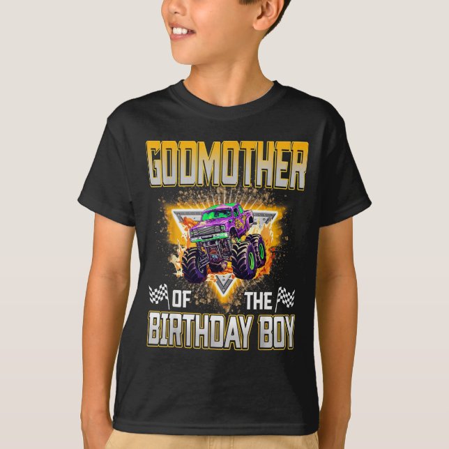 Godmother Of The Birthday Boy Monster Truck Birthd T-Shirt (Front)