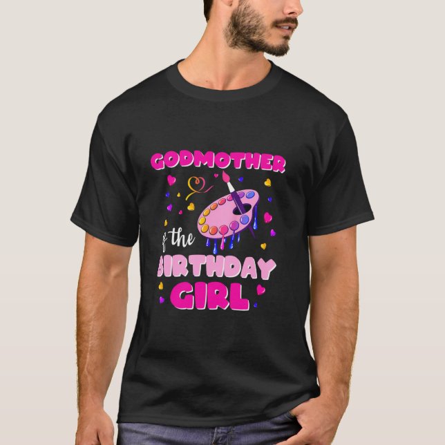 Godmother Of The Birthday Girl Art Painting Family T-Shirt (Front)