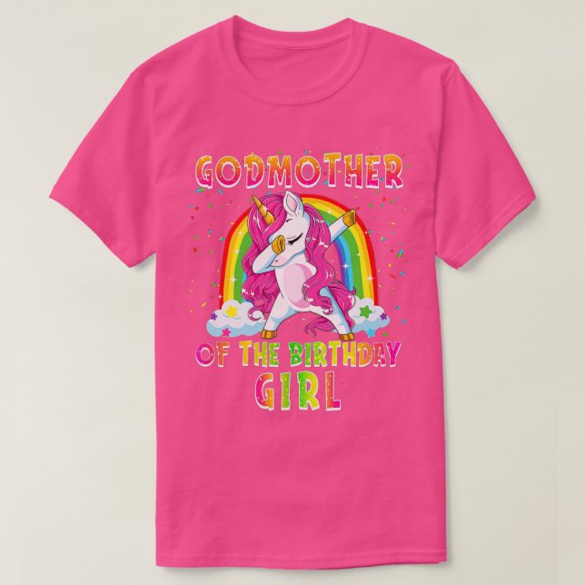 Godmother of The Birthday Girl Dab Unicorn Matchin T-Shirt (Design Front)