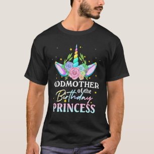 Godmother Of The Birthday Girl Unicorn Rainbow Fam T-Shirt