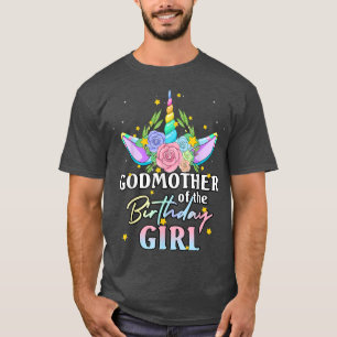 Godmother of the Birthday Girl Unicorn Rainbow Mat T-Shirt