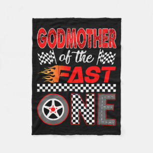 Godmother Of The Fast One First Birthday Racing Ca Fleece Blanket