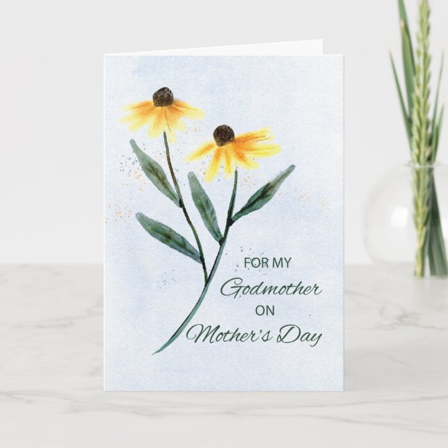 Godmother on Mothers Day Two Cone Flowers Card (Front)