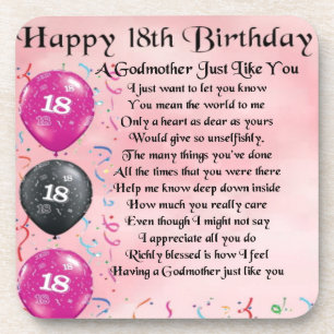 Godmother poem - 18th Birthday Coaster