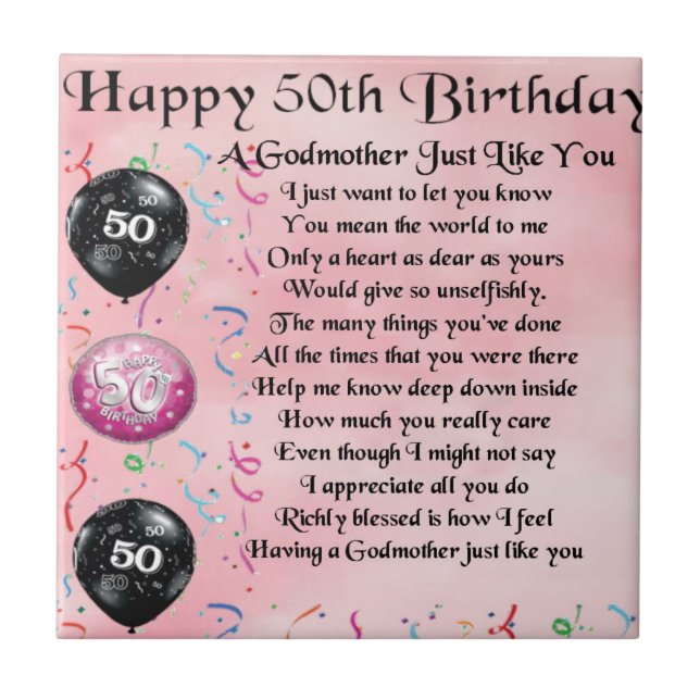 Godmother poem - 50th Birthday Design Tile (Front)