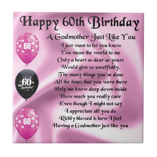 Godmother Poem - 60th Birthday Design Tile (Front)