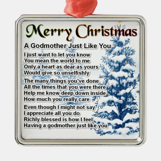 Godmother poem - christmas design metal tree decoration (Front)