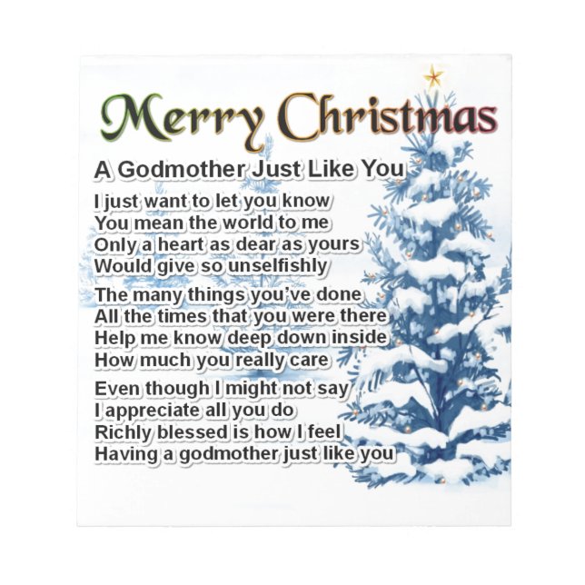 Godmother poem - christmas design notepad (Front)
