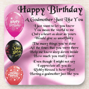 Godmother poem - Happy Birthday Design Coaster